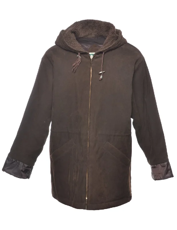 Savings Alert relaxed fit coatHooded Dark Brown Coat - S