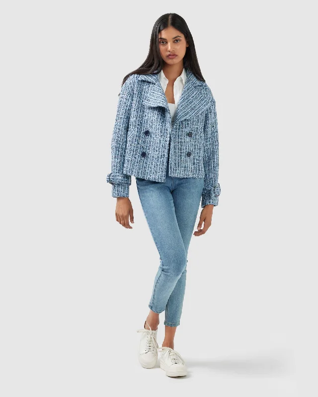 Exclusive Savings cozy fleece coatPower Over Me Tweed Jacket - Blue