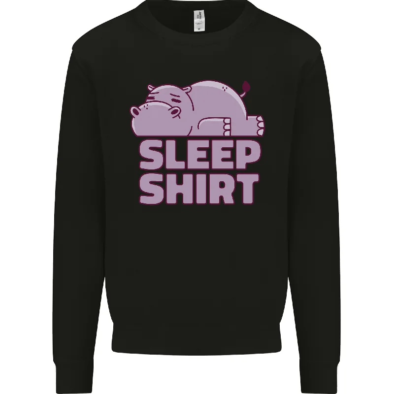 smooth fit athletic sweatshirtA Hippo Sleeping Shirt Hippopotamus Mens Sweatshirt Jumper