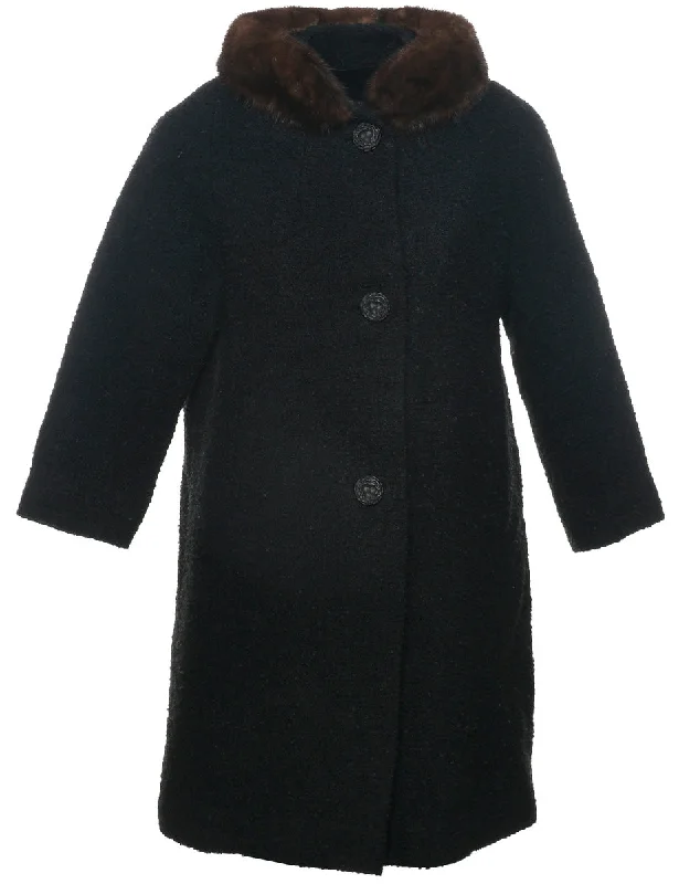 Price Rollback fashion coat with hoodSingle Breasted Wool Coat - S