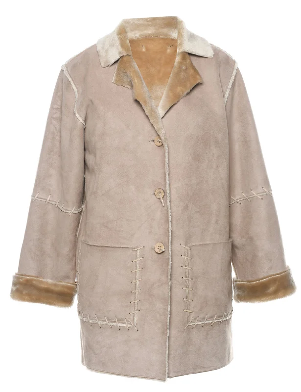 Deal of the Week chic outerwearSingle Breasted Shearling Lining Coat - M