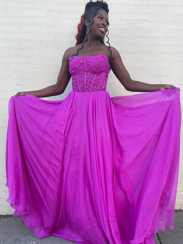 Act Now casual shift dresscasual shift dressA Line Strapless Purple Lace Long Prom Dresses, Purple Lace Formal Dresses, Purple Chiffon Evening Dresses SP2849