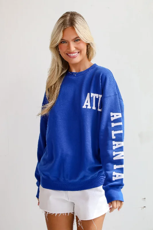 Price Drop long-sleeve athletic hoodieRoyal Blue ATL Embroidered Sweatshirt