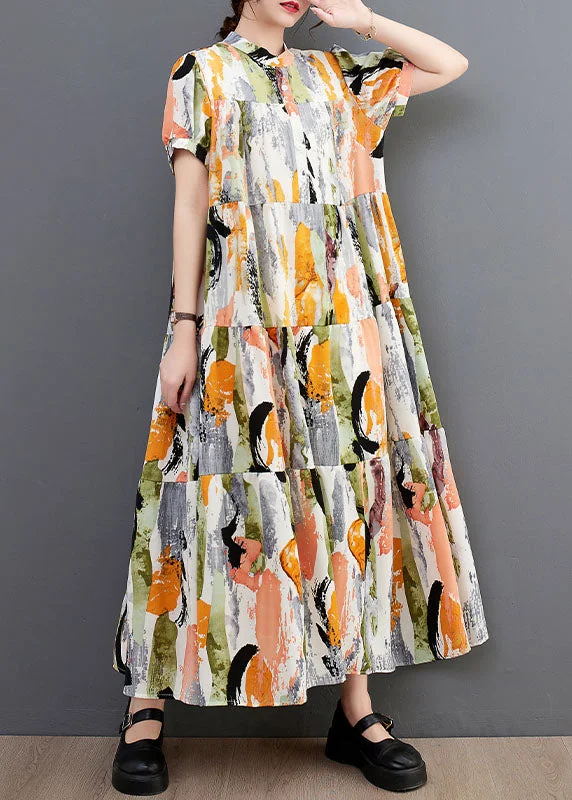 Super Savings bohemian dressbohemian dressBohemian Oversized Ink And Wash Print Cotton Robe Dresses Summer