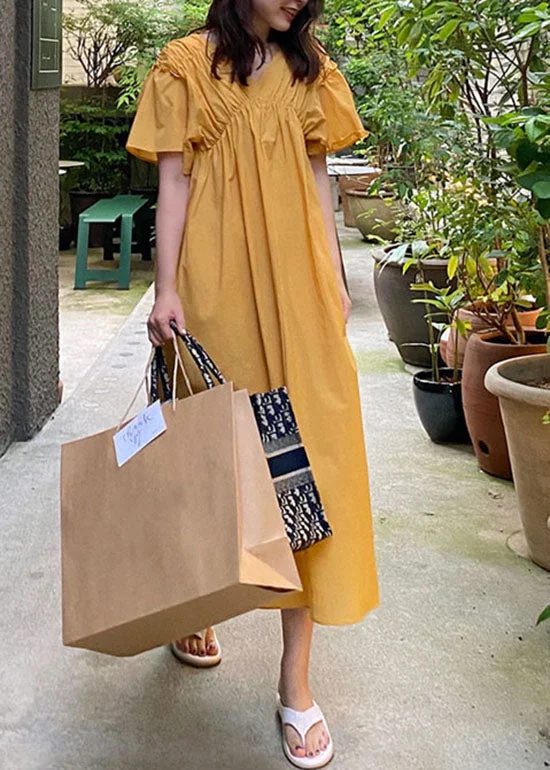 Take Advantage chic wrap dresschic wrap dressFrench Yellow V Neck Wrinkled Patchwork Cotton Long Dress Summer Take Advantage chic wrap dresschic wrap dressFrench Yellow V Neck Wrinkled Patchwork Cotton Long Dress Summer