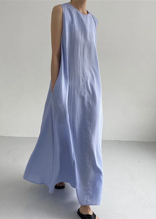 Super Bargain sleek dresssleek dressBoho Blue O Neck Pockets Patchwork Cotton Dress Sleeveless