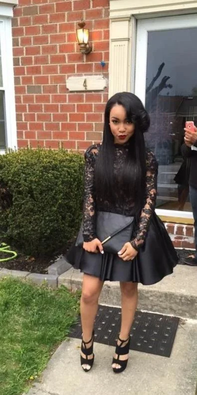 Discount Deals vintage dressvintage dressShort Sexy Open Back Long Sleeve Lace Homecoming Dress
