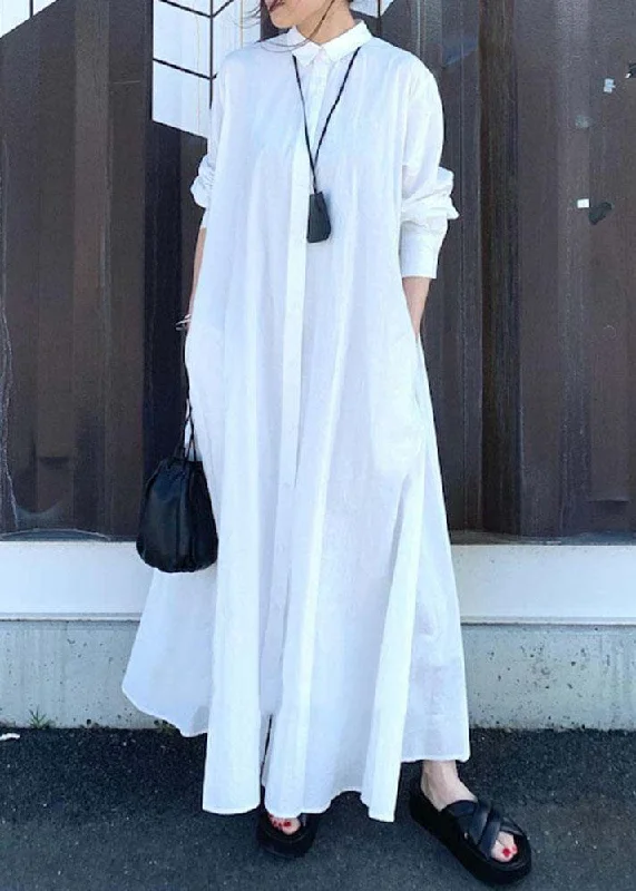 Markdown Madness off-shoulder dressoff-shoulder dressHandmade White Peter Pan Collar Patchwork Cotton Shirts Dress Spring