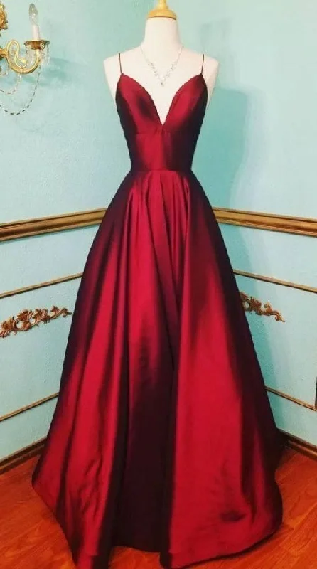 Limited Time Offer bohemian dressbohemian dressSpaghetti Straps Deep Red Prom Dress