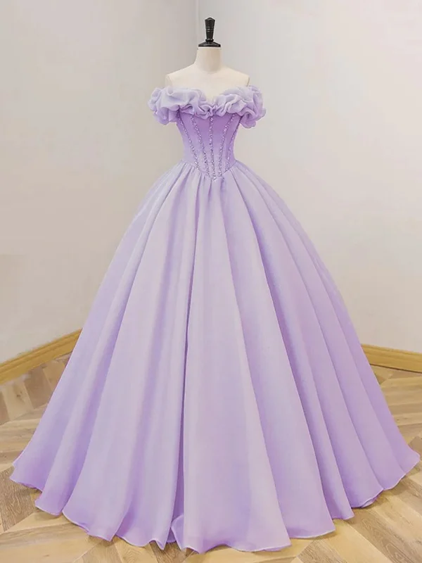 Don't Wait backless dressbackless dressA Line Strapless Lilac Chiffon Long Prom Dresses, Long Lilac Formal Graduation Evening Dresses SP2901