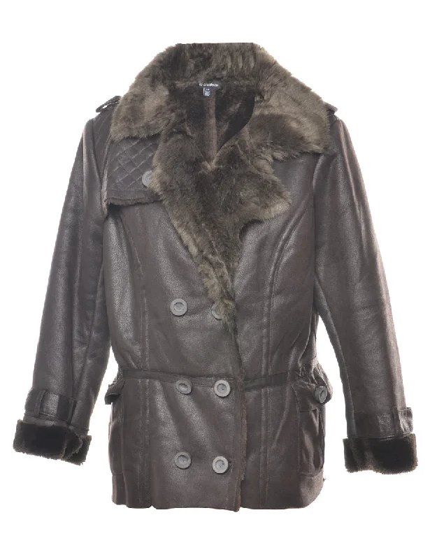 Fantastic Offers street style coatFaux Fur Lining Midi Length Coat - L