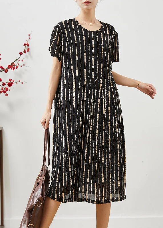 playful dressItalian Black Print Zircon Chiffon Maxi Dresses Summer