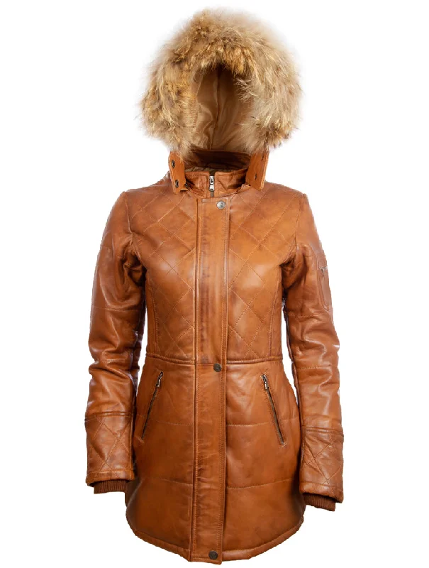 The Best Prices breathable jacketN5SQ Women's Trench Fur Hood Coat - Timber
