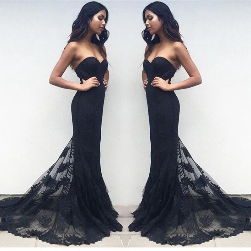 Bonus Savings long sleeve dresslong sleeve dressSweetheart Neck Black Lace Prom Dresses, Black Lace Formal Dresses, Bridesmaid Dresses