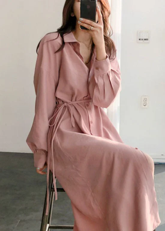 Bargain Prices sleek dresssleek dressWomen Pink Peter Pan Collar Patchwork Cotton Shirts Dress Spring