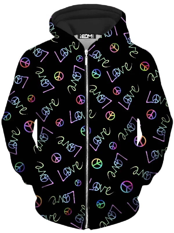 Huge Savings minimalist hooded sweatshirtPeace and Love Unisex Zip-Up Hoodie