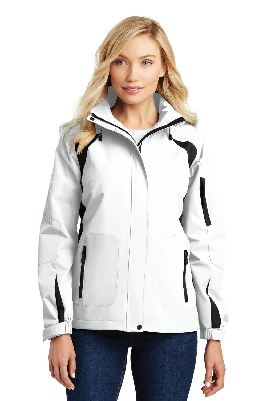Shop and Save sleek trench coatPort Authority Womens All Season II Waterproof Full Zip Hooded Jacket - White/Black - Closeout
