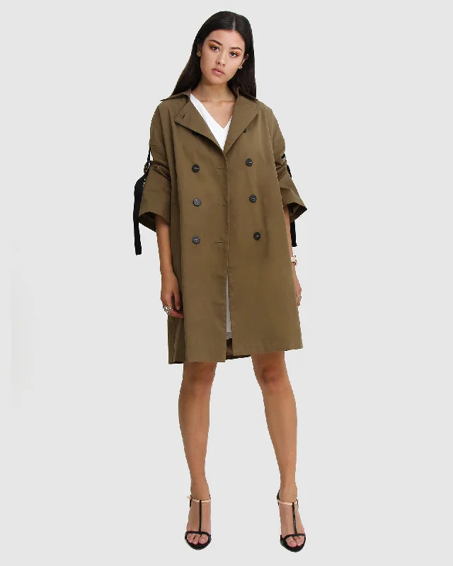 Can't Miss lightweight outerwearRussian Romance Oversized Trench Coat - Military