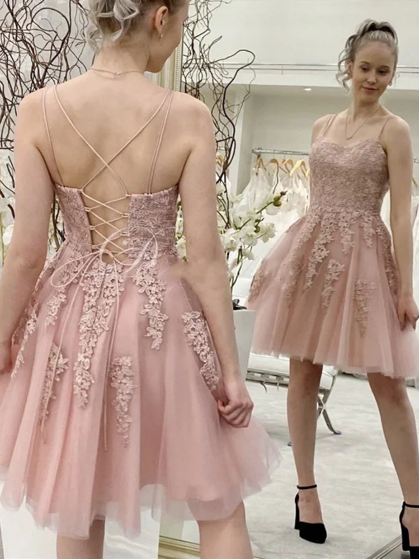 Great Deals floral wrap dressfloral wrap dressSweetheart Neck Pink Lace Short Prom Dresses, Open Back Pink Lace Homecoming Dresses, Pink Lace Formal Evening Dresses
