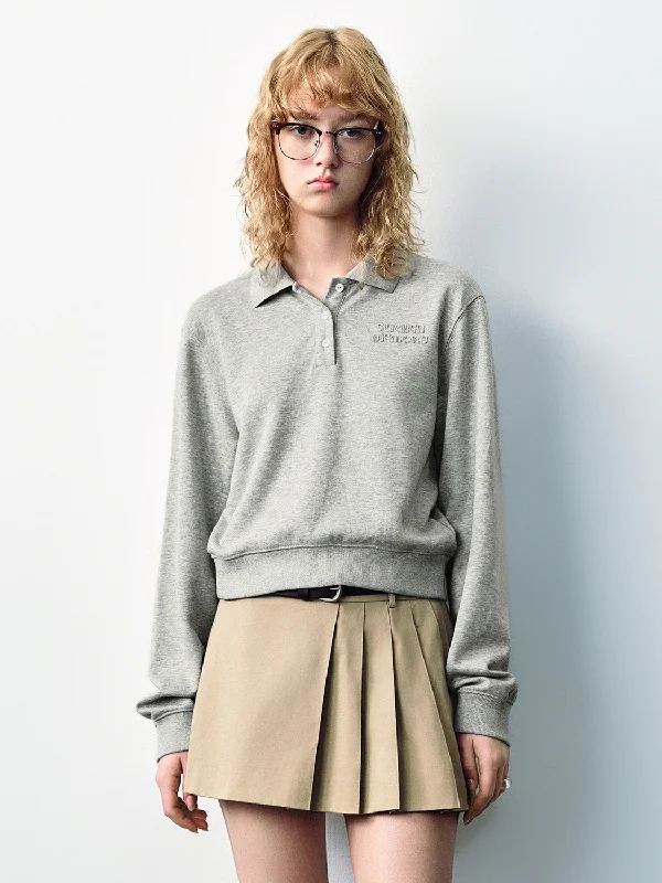 Today's Special Button Half Placket Loose Sweatshirt