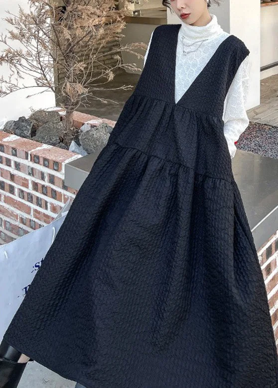 Steals and Deals elegant dresselegant dressModern Black V Neck Patchwork Long Dresses Spring Steals and Deals elegant dresselegant dressModern Black V Neck Patchwork Long Dresses Spring