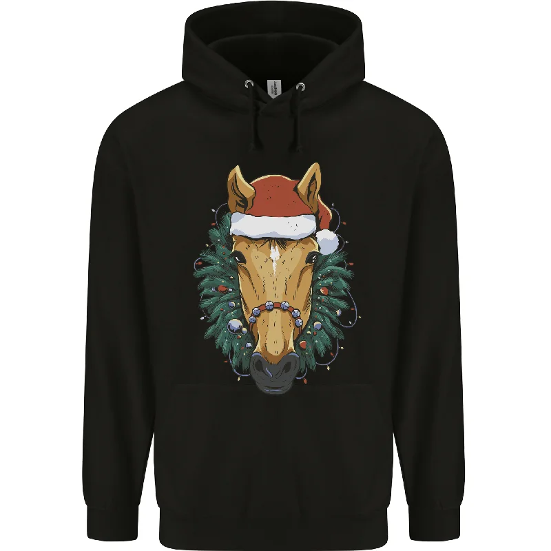 YEAR-End Sale urban hoodieA Christmas Horse Equestrian Mens 80% Cotton Hoodie