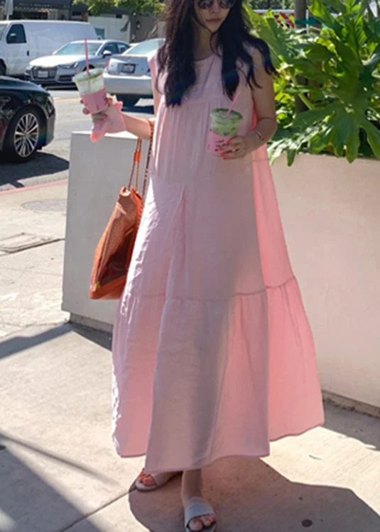 Deal of the Week comfy dresscomfy dressPink Patchwork Cozy Cotton Long Dresses Summer