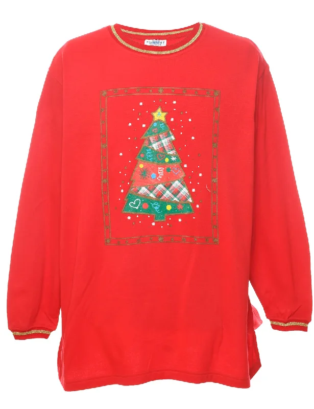 Incredible Offers breathable jacketChristmas Tree Print Sweatshirt - XL