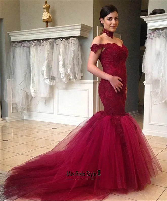 Crazy Deals comfy maxi dresscomfy maxi dressMermaid Off Shoulder Sleeve Burgundy Wedding Dress