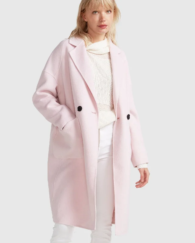 Can't Be Beat high-fashion coatPublisher Double-Breasted Wool Blend Coat - Pale Pink