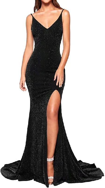 Epic Deals statement dressstatement dressSexy Backless Fitted Sparkle Black Evening Dress