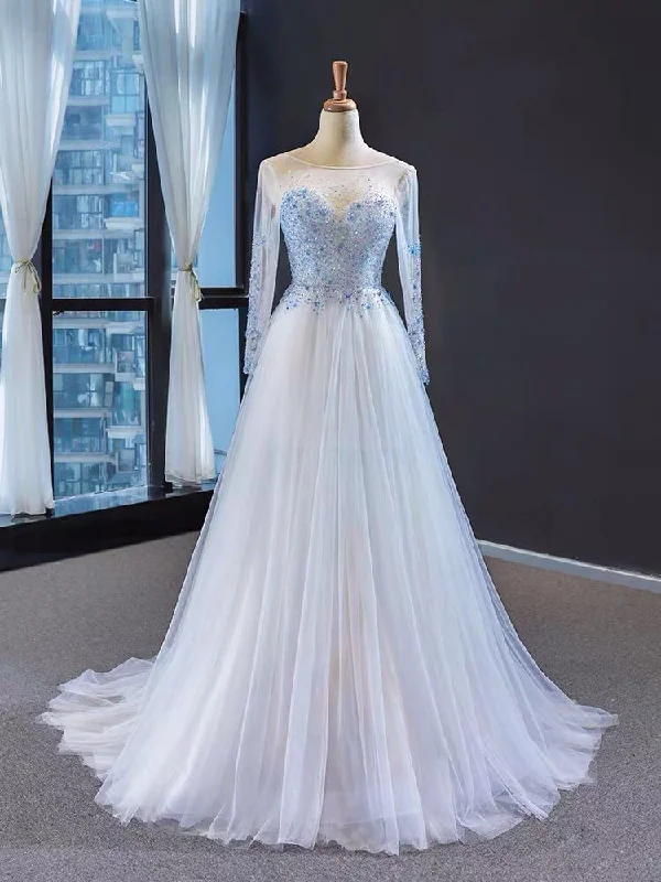 Act Now wool dresswool dressHandmade Beaded Long Sleeve White Evening Dress