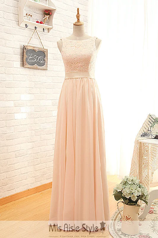 bohemian dressHigh Neck Blush Bridesmaid Dress