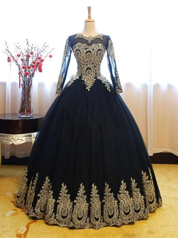 Reduced Prices A-line dressA-line dressLong Sleeves Gold Appliques Long Lace-up Pink Black Ball Gown Prom Dresses, Formal Dresses, Evening Dresses Reduced Prices A-line dressA-line dressLong Sleeves Gold Appliques Long Lace-up Pink Black Ball Gown Prom Dresses, Formal Dresses, Evening Dresses