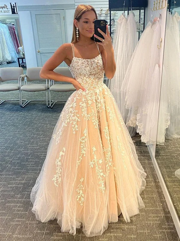 Act Now floral wrap dressfloral wrap dressOpen Back Champagne Lace Tulle Long Prom Dresses, Champagne Lace Formal Evening Dresses, Champagne Ball Gown SP2402