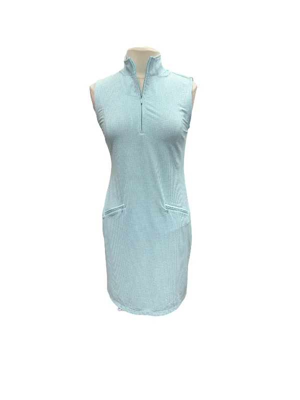 Discount Mania sophisticated dresssophisticated dressIBKUL Sleeveless Turquoise Gingham Check Dress- Small