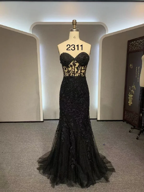 Inventory Reduction floral dressfloral dressWholesale Black Mermaid Lace Dress 2311