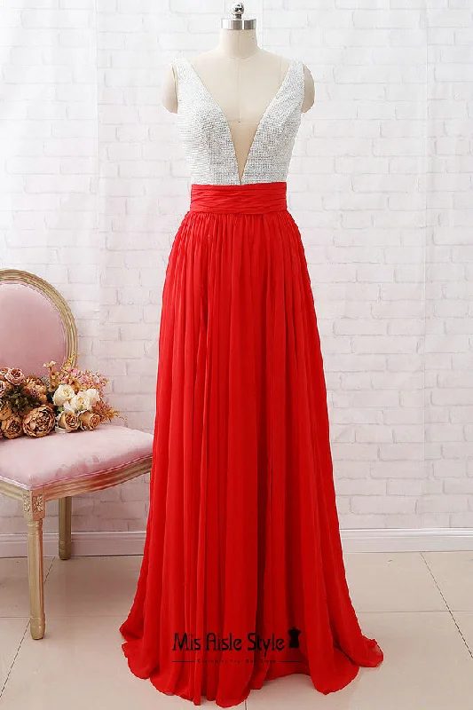 lace dressSexy Slit Long Red Party Dress