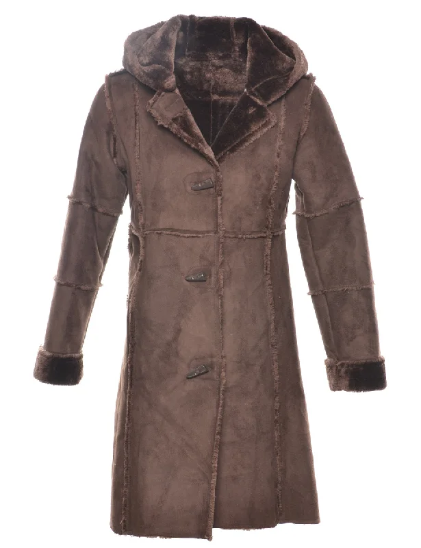 Major Savings fitted trench coatHooded Faux Fur Lining Coat - M