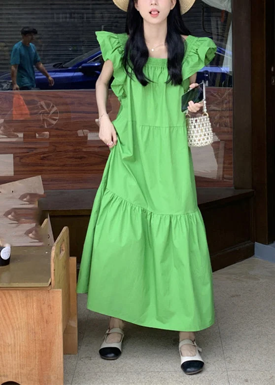 Price Drop Alert flowy evening dressflowy evening dressGreen Patchwork Wrinkled Long Dresses Short Sleeve