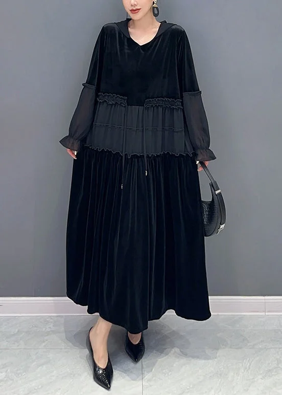 Exclusive Savings long sleeve dresslong sleeve dressBlack Wrinkled Patchwork Velour Long Dress Hooded Long Sleeve Exclusive Savings long sleeve dresslong sleeve dressBlack Wrinkled Patchwork Velour Long Dress Hooded Long Sleeve
