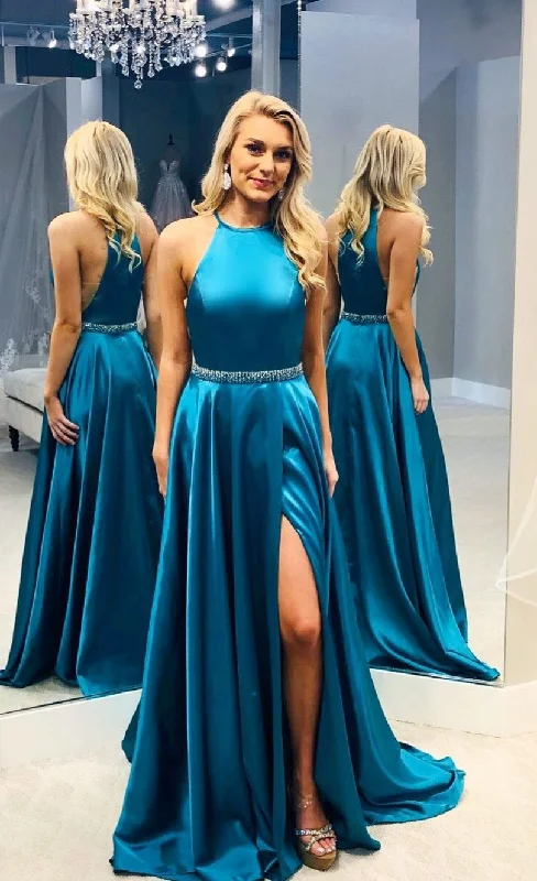 Big Savings casual slip dresscasual slip dressHalter Neckline Slit Prom Dress