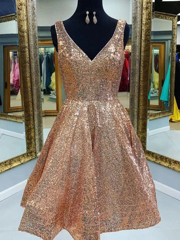 Holiday Sale draped dressdraped dressV Neck Champagne Lace Short Prom Homecoming Dresses, Short Champagne Lace Formal Graduation Evening Dresses SP2093