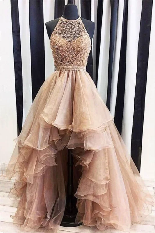 One-DAY Sale structured dressstructured dressBeaded Coffee High Low Prom Dress