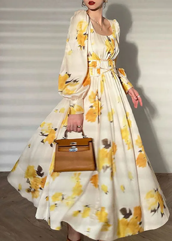 Buy Now romantic dressromantic dressFrench Yellow Print Square Collar Exra Large Hem Silk Maxi Dresses Long Sleeve Buy Now romantic dressromantic dressFrench Yellow Print Square Collar Exra Large Hem Silk Maxi Dresses Long Sleeve