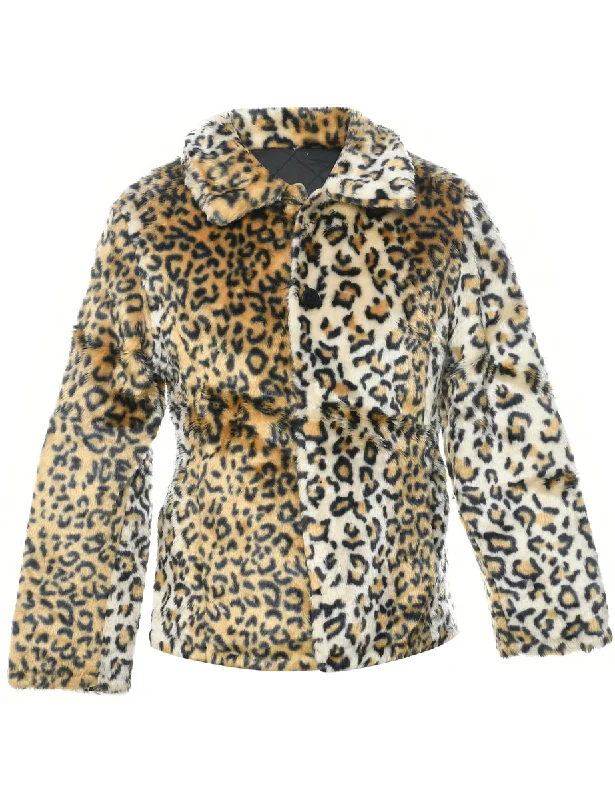 Fantastic Offers slim fit coatLeopard Print Faux Fur Coat - S