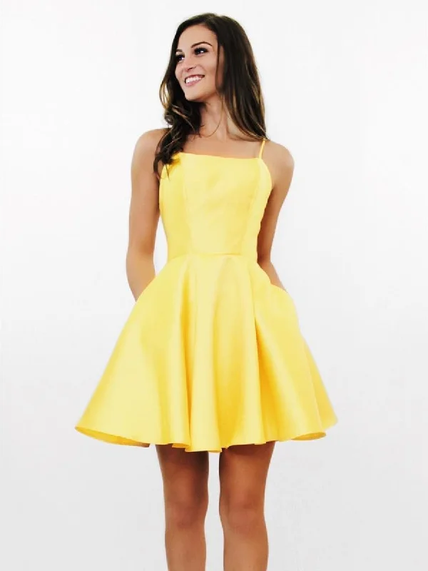 Limited Availability backless dressbackless dressBackless Short Yellow Prom Dresses, Backless Yellow Formal Graduation Homecoming Dresses