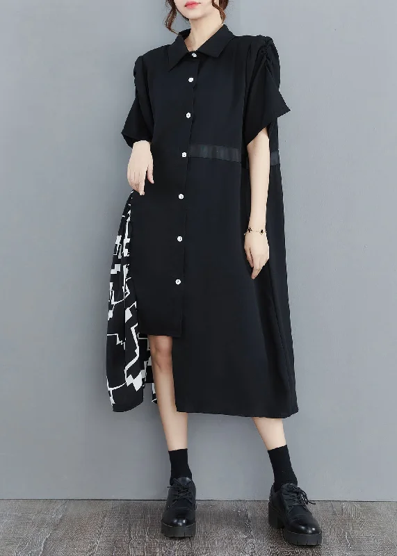 Exclusive Preview relaxed fit dressrelaxed fit dressArt Black Asymmetrical Patchwork Cotton Shirt Dress Summer Exclusive Preview relaxed fit dressrelaxed fit dressArt Black Asymmetrical Patchwork Cotton Shirt Dress Summer