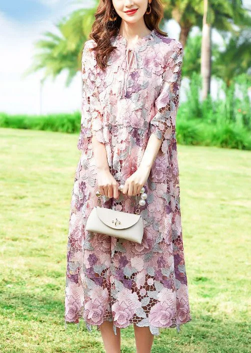 The Best Prices playful dressplayful dressDIY Pink Embroideried Hollow Out Lace Party Dress Bracelet Sleeve