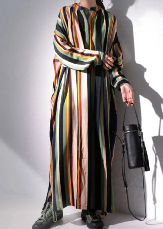 Best Bargains luxury dressluxury dressBoutique Colorblock Patchwork Striped Cotton Ankle Dress Spring